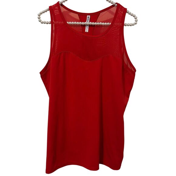 Fabletics Tank Top Womens XL Red Mesh Panel Sleeveless Athletic Gym Workout - Picture 1 of 12